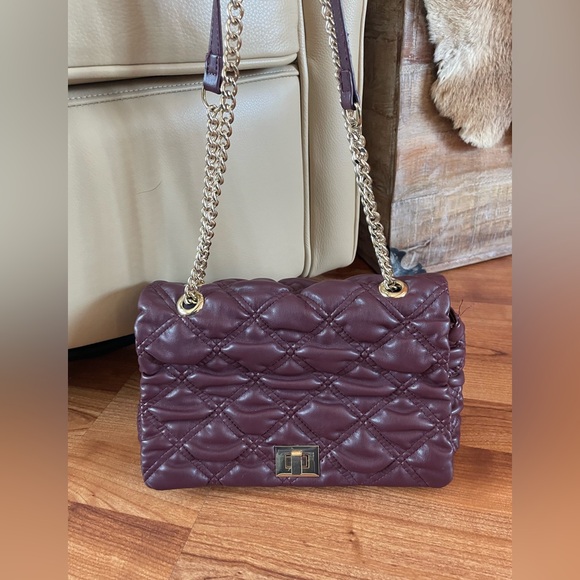 I.N.C International Concepts Soft Ajae Quilted Shoulder Bag Prune Maroon - Picture 7 of 10